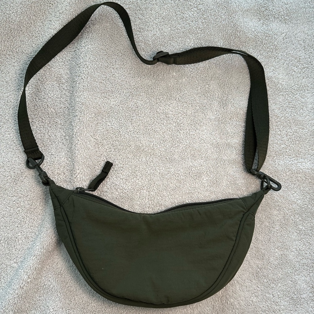 Uniqlo Olive Green Nylon Crescent Bag